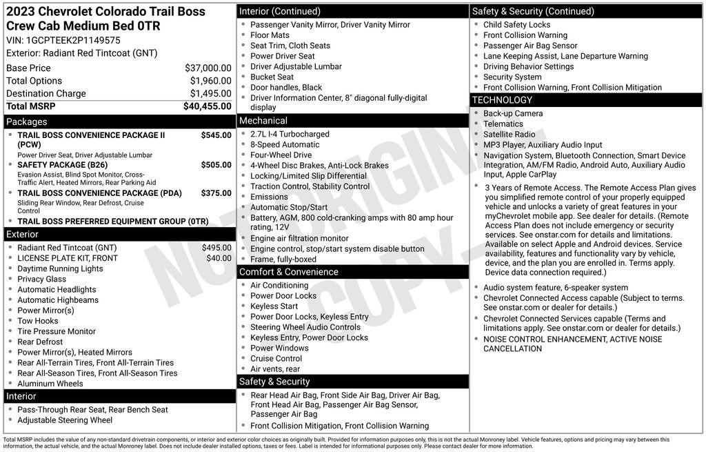 Used 2023 Chevrolet Colorado Trail Boss AWD/4WD image 35