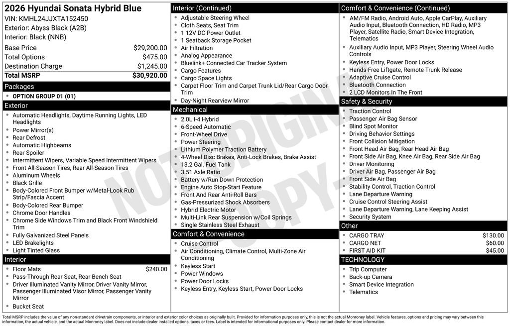 New 2026 Hyundai Sonata Blue image 5