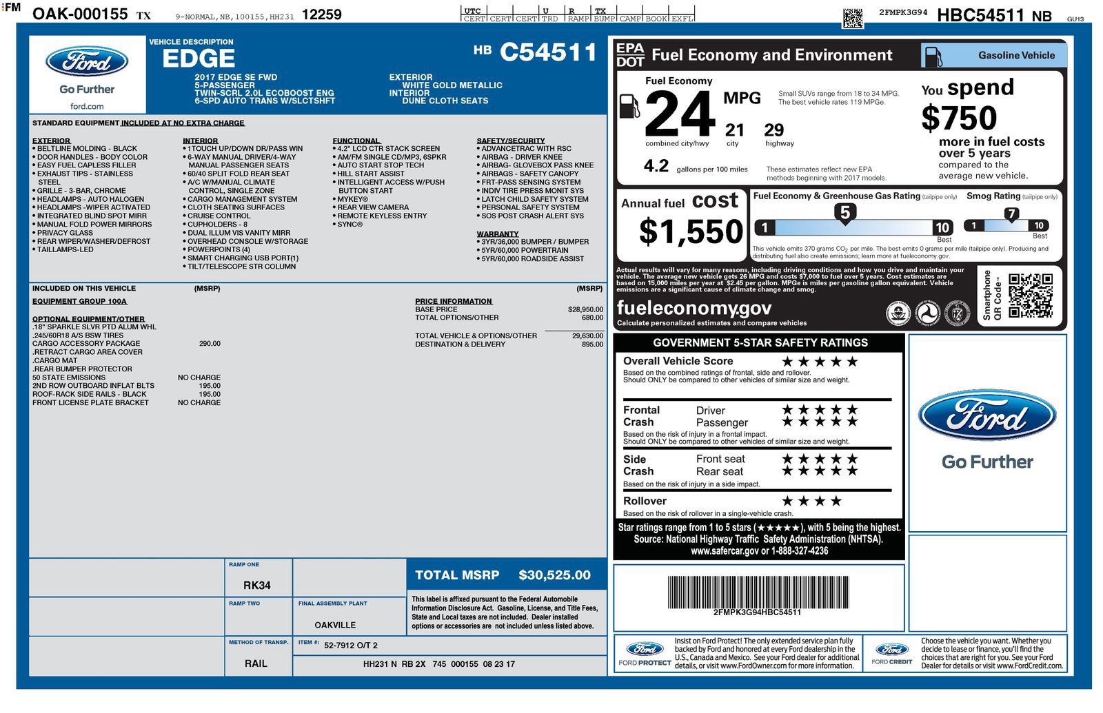 Used 2017 Ford Edge SE w/ Cargo Accessory Package FWD image 34