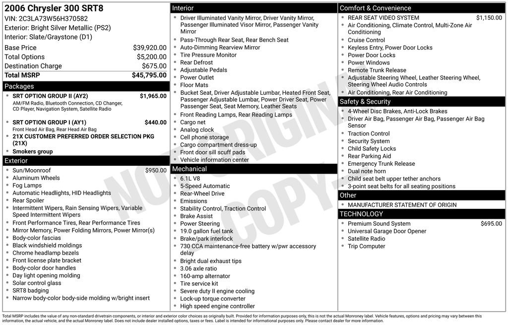 Used 2006 Chrysler 300 SRT8 w/ SRT Option Group II RWD image 39