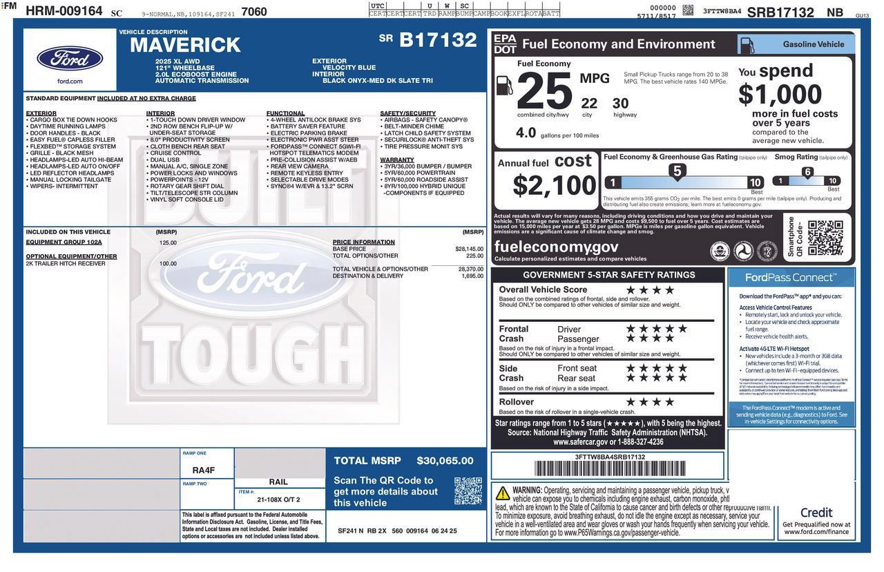 Used 2025 Ford Maverick XL w/ Equipment Group 102A AWD/4WD image 50