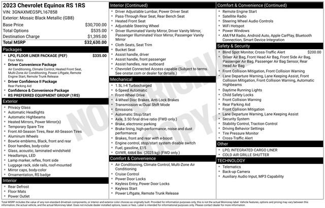 Certified 2023 Chevrolet Equinox RS w/ LPO, Floor Liner Package FWD image 37