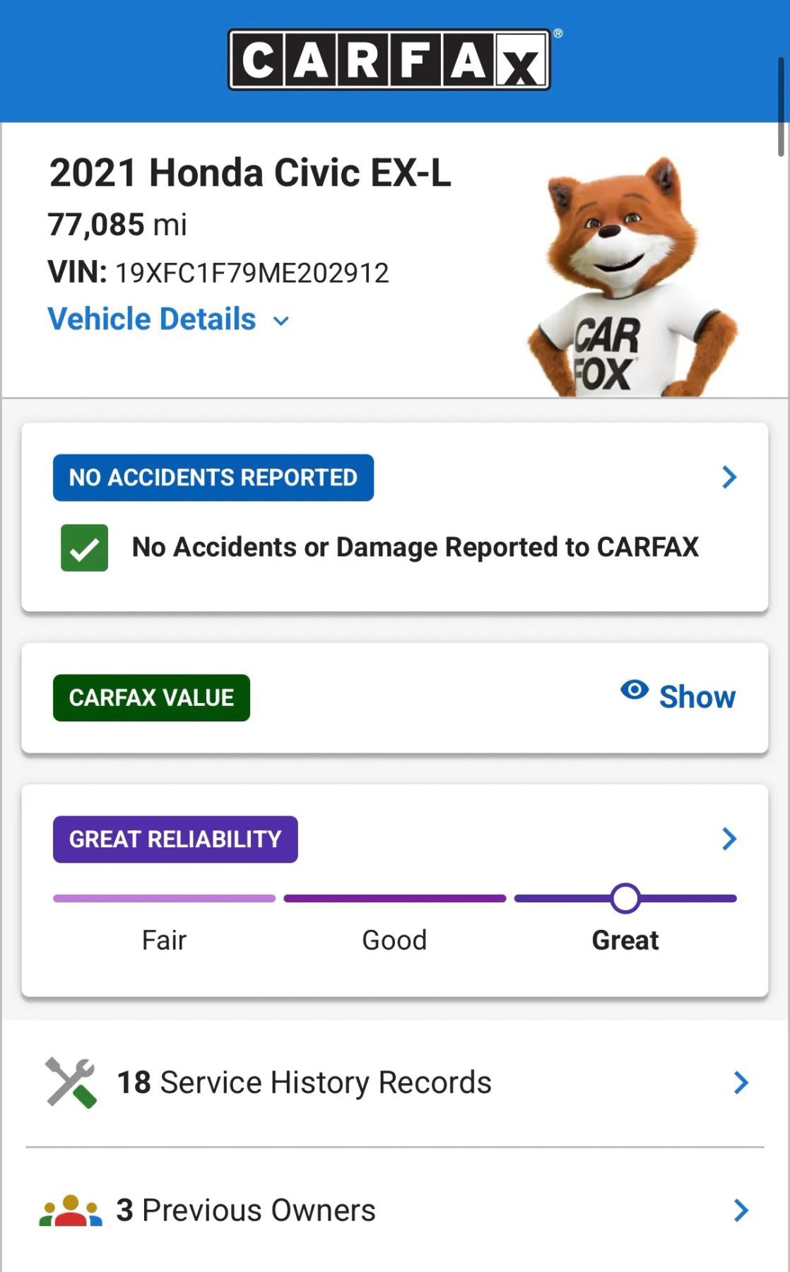 Used 2021 Honda Civic EX-L image 2