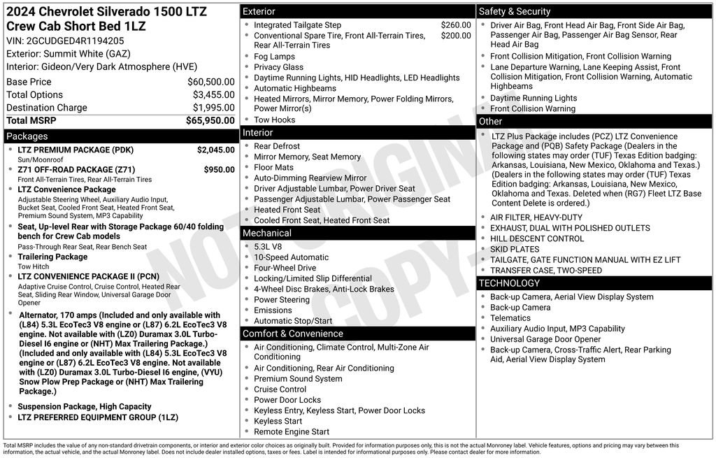 Used 2024 Chevrolet Silverado 1500 LTZ w/ LTZ Premium Package AWD/4WD image 38