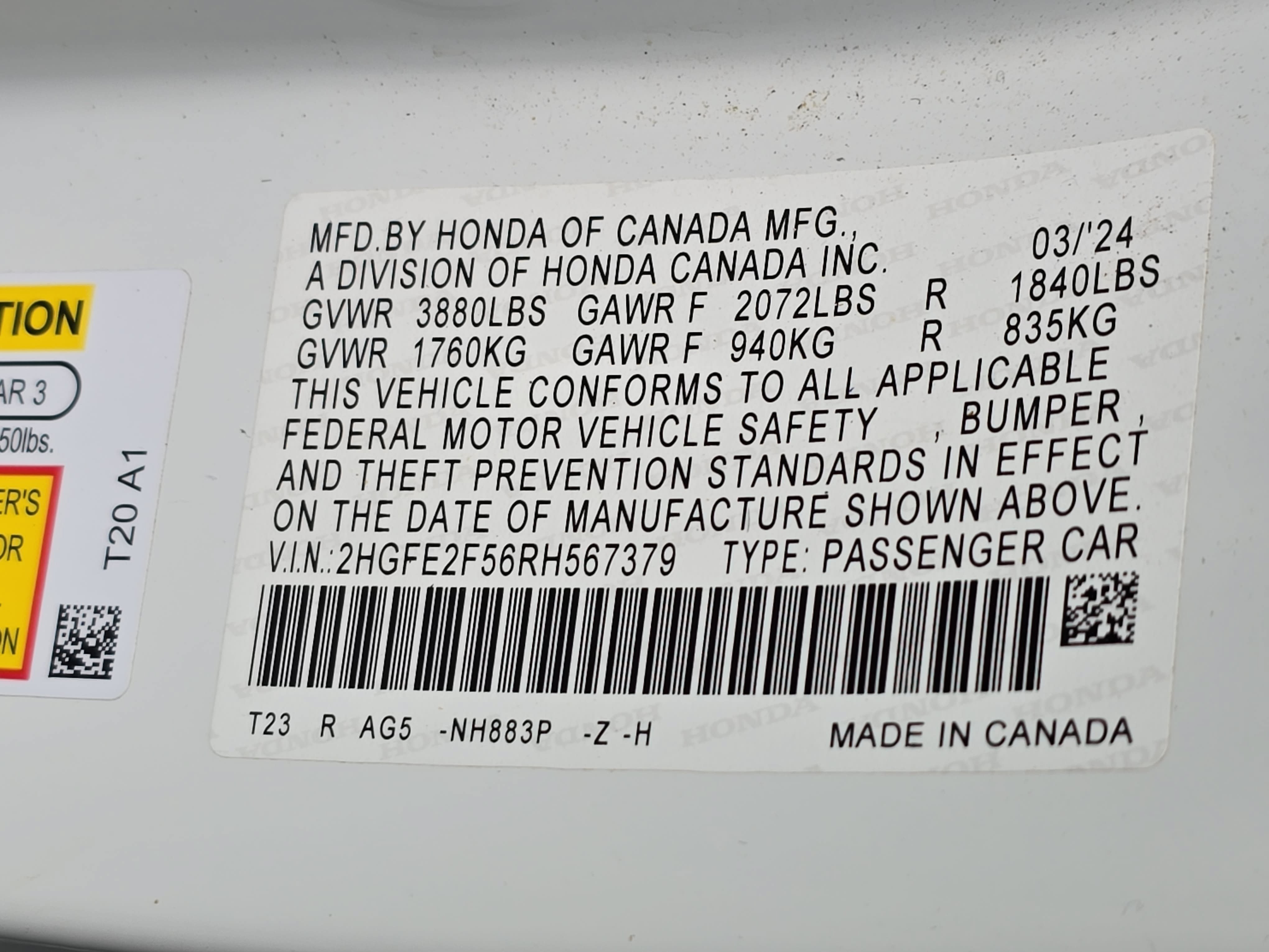 Certified 2024 Honda Civic Sport image 30