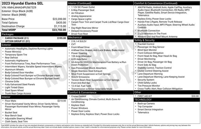 Used 2023 Hyundai Elantra SEL w/ Cargo Package image 6