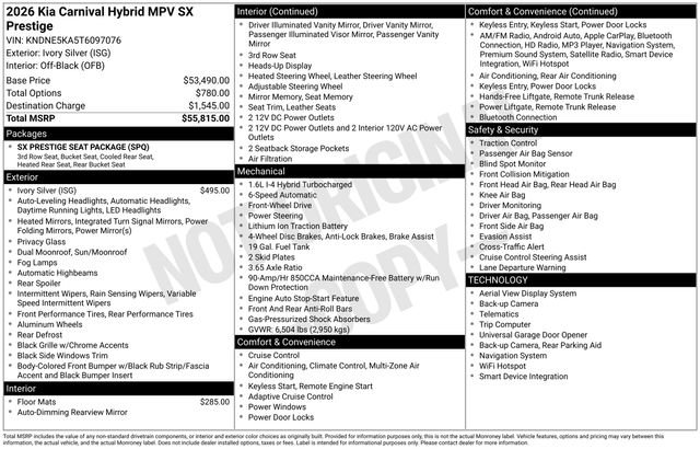 New 2026 Kia Carnival SX Prestige image 5