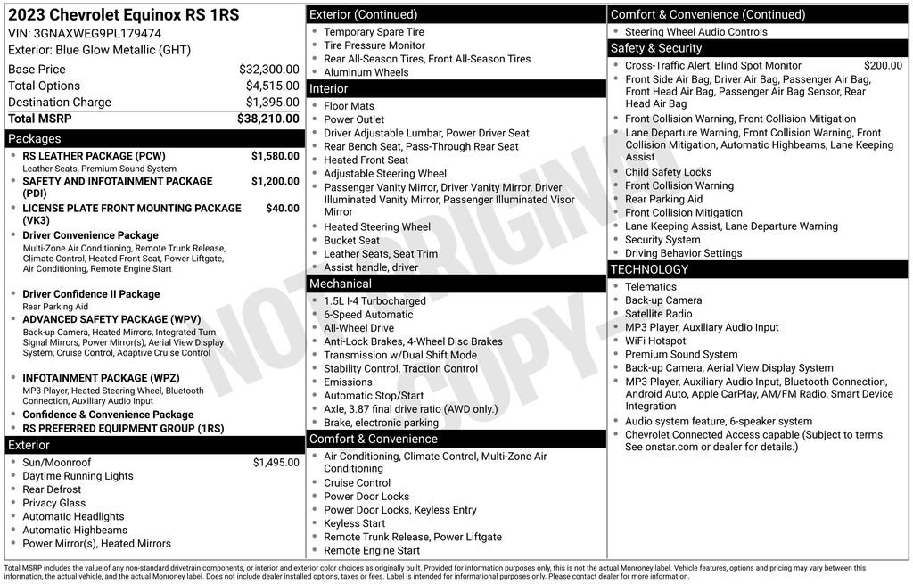 Used 2023 Chevrolet Equinox RS w/ RS Leather Package AWD/4WD image 1