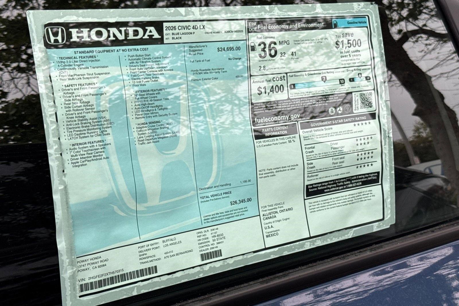 New 2026 Honda Civic LX image 32