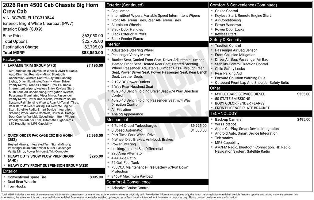 New 2026 RAM 4500 4x4 Crew Cab DRW w/ Laramie Trim Package image 25
