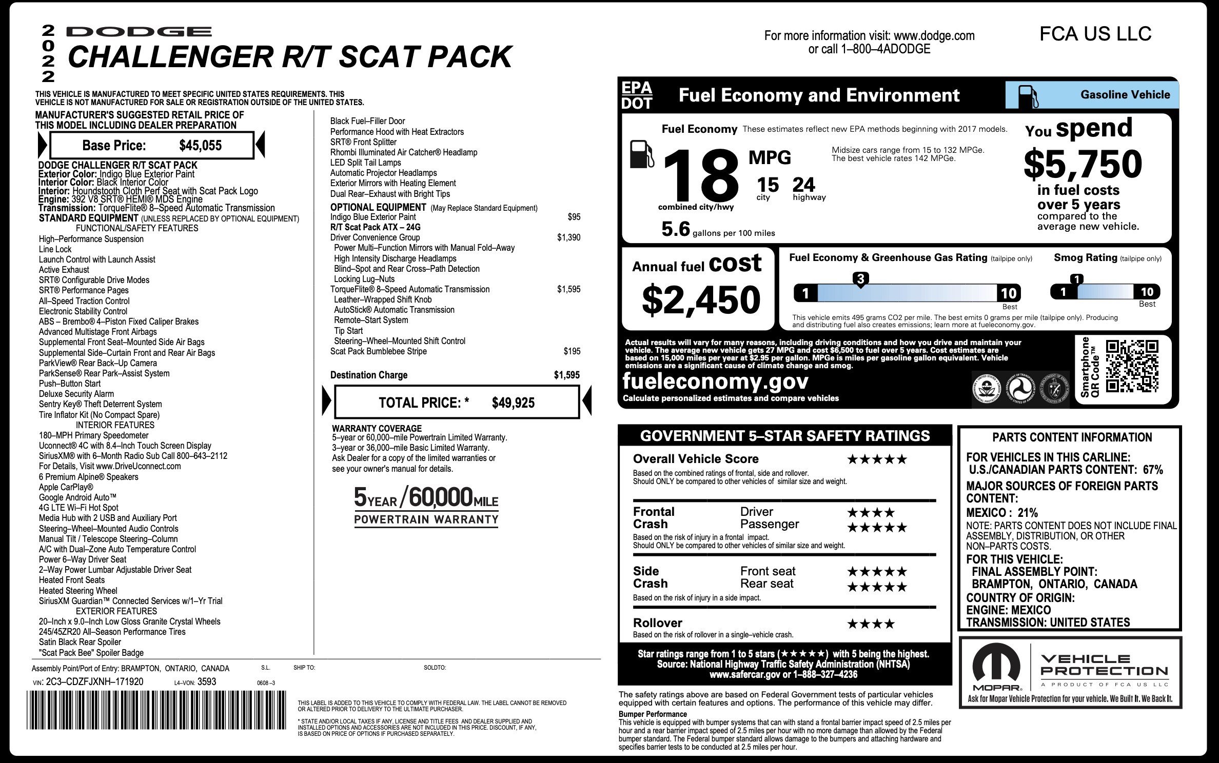 Used 2022 Dodge Challenger R/T Scat Pack w/ Driver Convenience Group RWD image 2