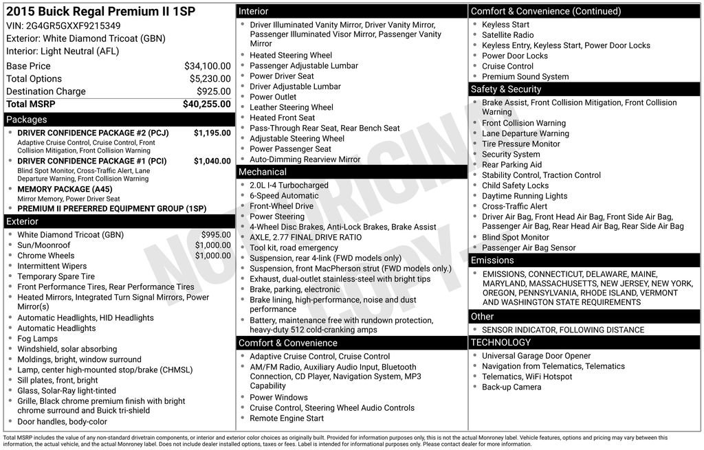 Used 2015 Buick Regal Premium w/ Driver Confidence Package #2 image 35