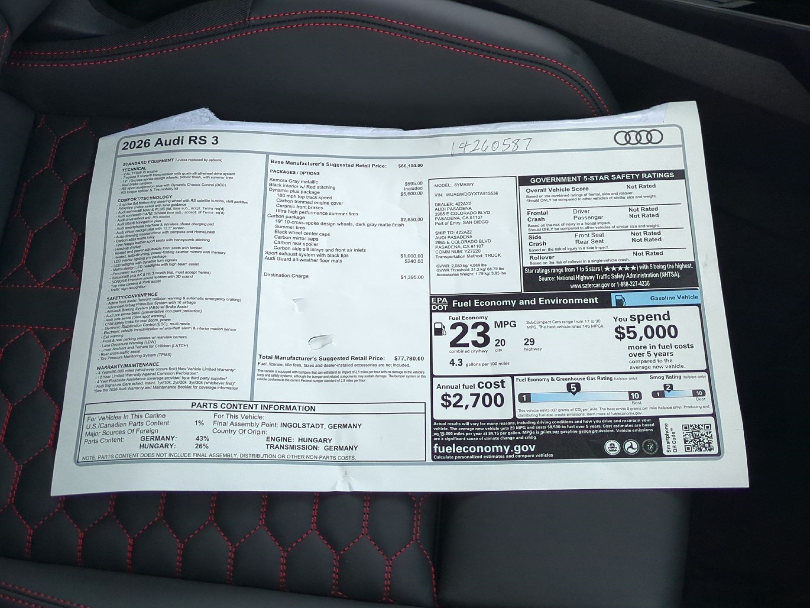 New 2026 Audi RS 3 AWD/4WD image 17
