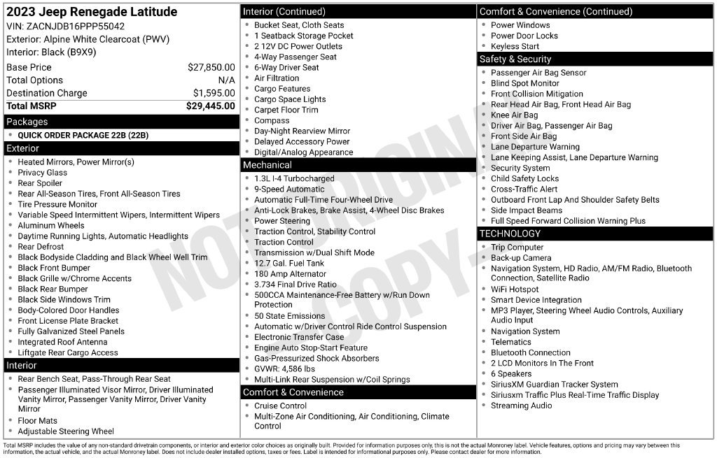 Used 2023 Jeep Renegade Latitude AWD/4WD image 34