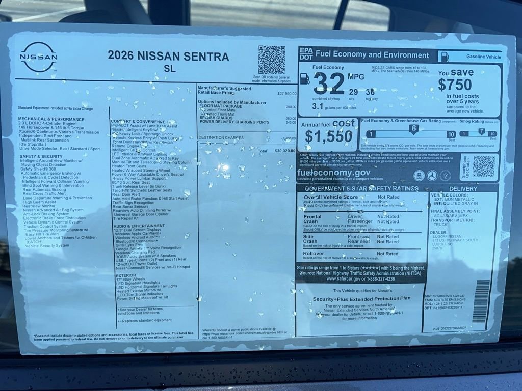 New 2026 Nissan Sentra SL w/ Floor Mat Package image 24