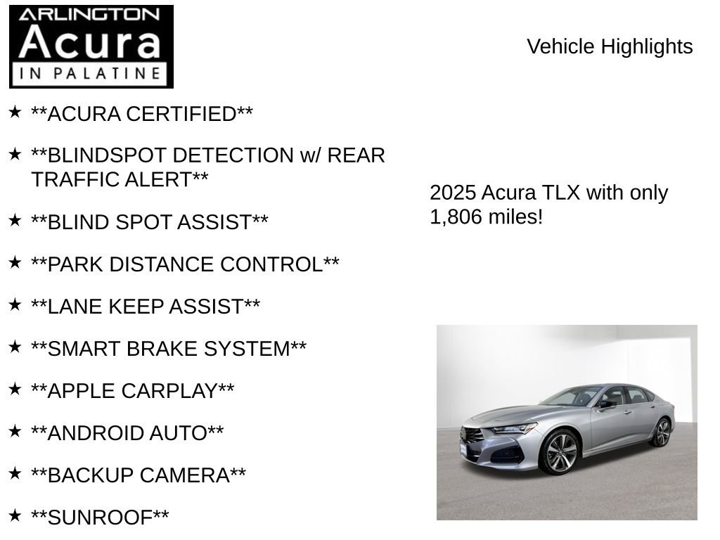 Certified 2025 Acura TLX w/ Technology Package image 7