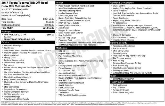 Used 2017 Toyota Tacoma TRD Off-Road w/ Tow Package (A/T) image 17