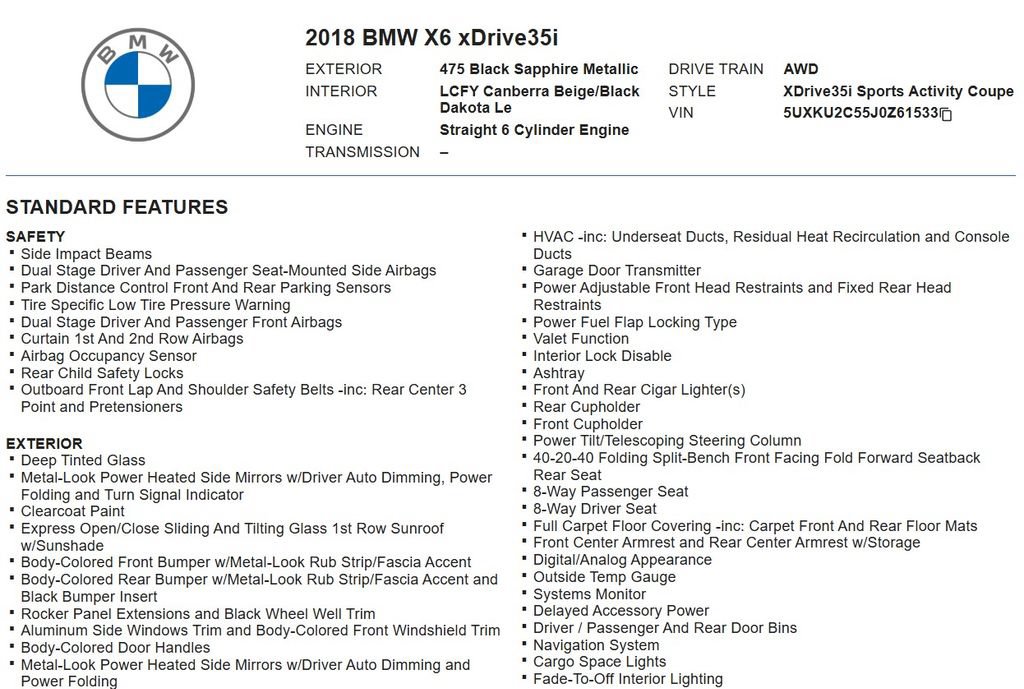 Used 2018 BMW X6 xDrive35i AWD/4WD image 17