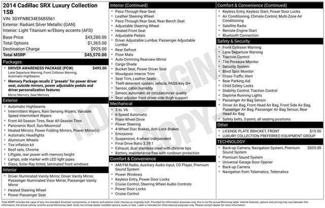 Used 2014 Cadillac SRX Luxury w/ Driver Awareness Package FWD image 31