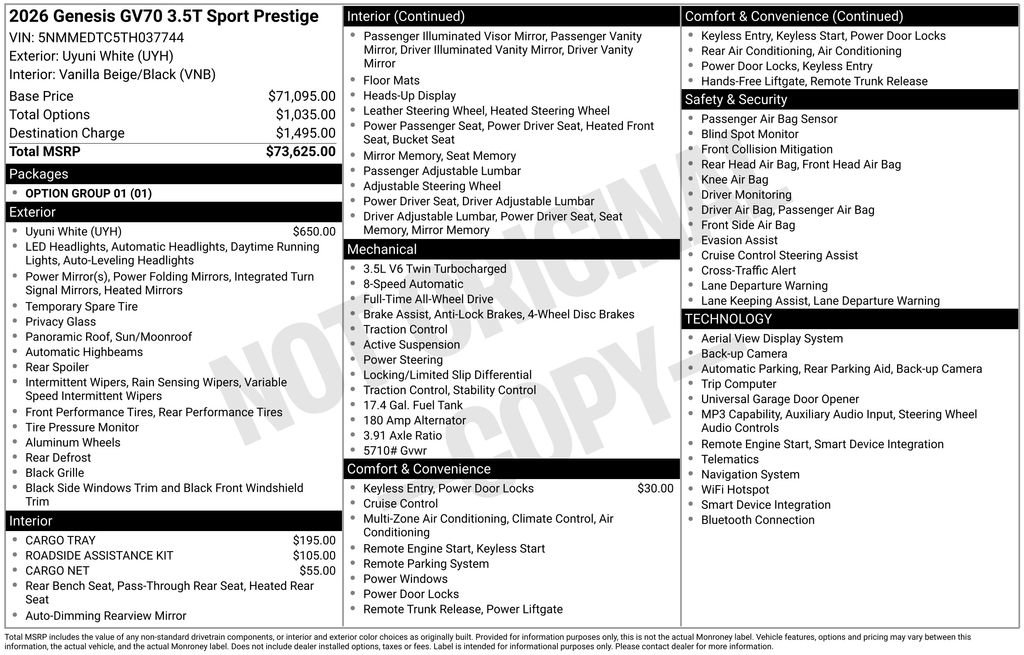 Used 2026 Genesis GV70 3.5T Sport Prestige image 25