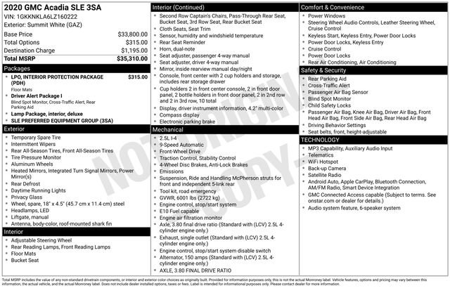 Used 2020 GMC Acadia SLE FWD image 6