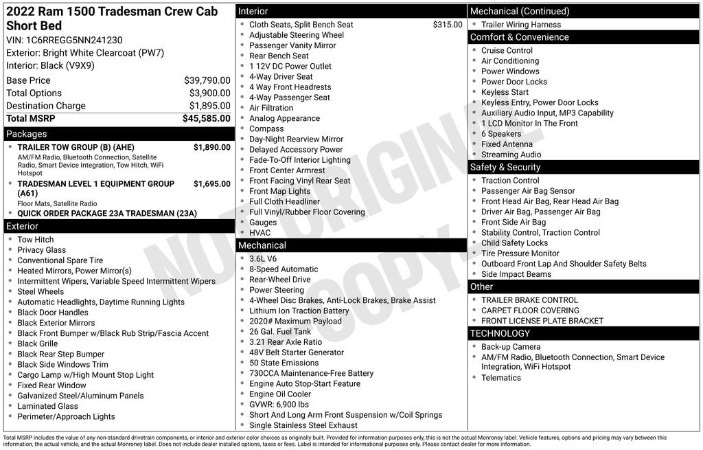 Used 2022 RAM 1500 Tradesman w/ Trailer Tow Group (B) RWD image 6