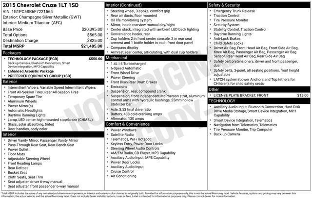 Used 2015 Chevrolet Cruze LT w/ Technology Package