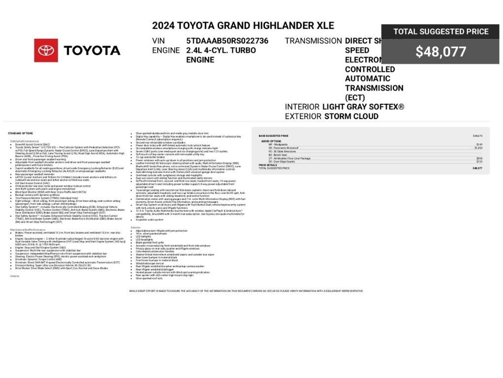Used 2024 Toyota Grand Highlander AWD image 2