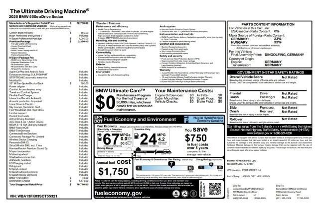 Used 2025 BMW 550e xDrive w/ Premium Package image 5