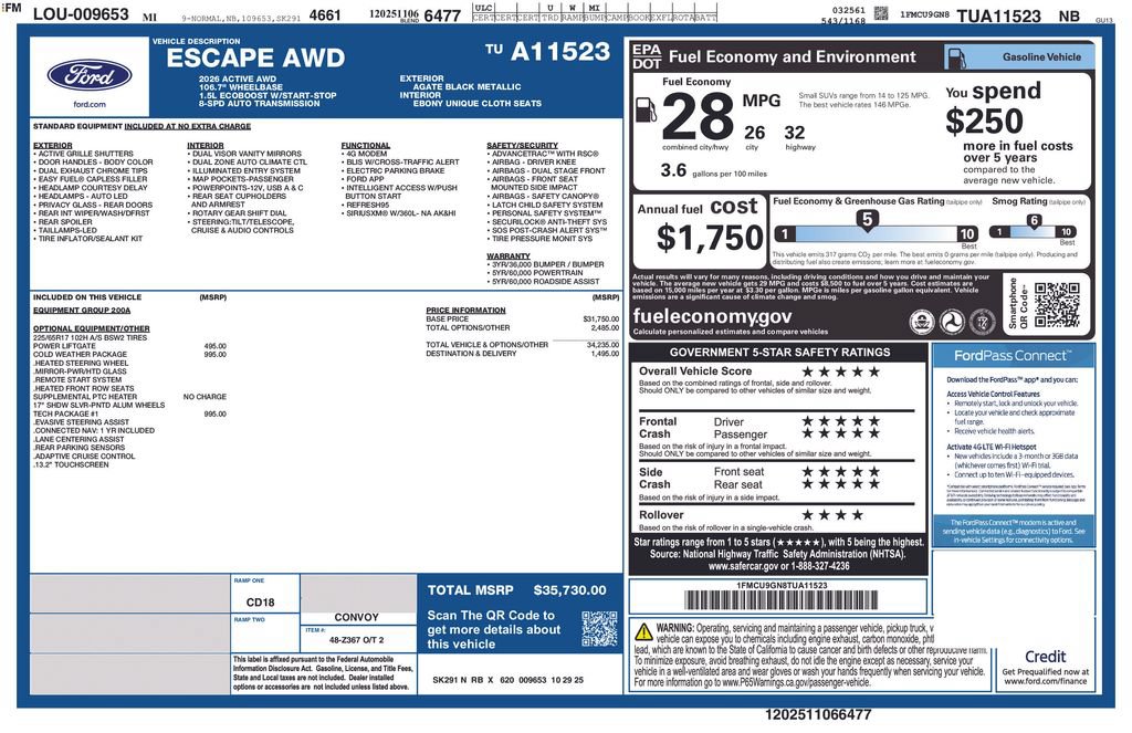 New 2026 Ford Escape Active w/ Tech Pack #1 AWD/4WD image 34