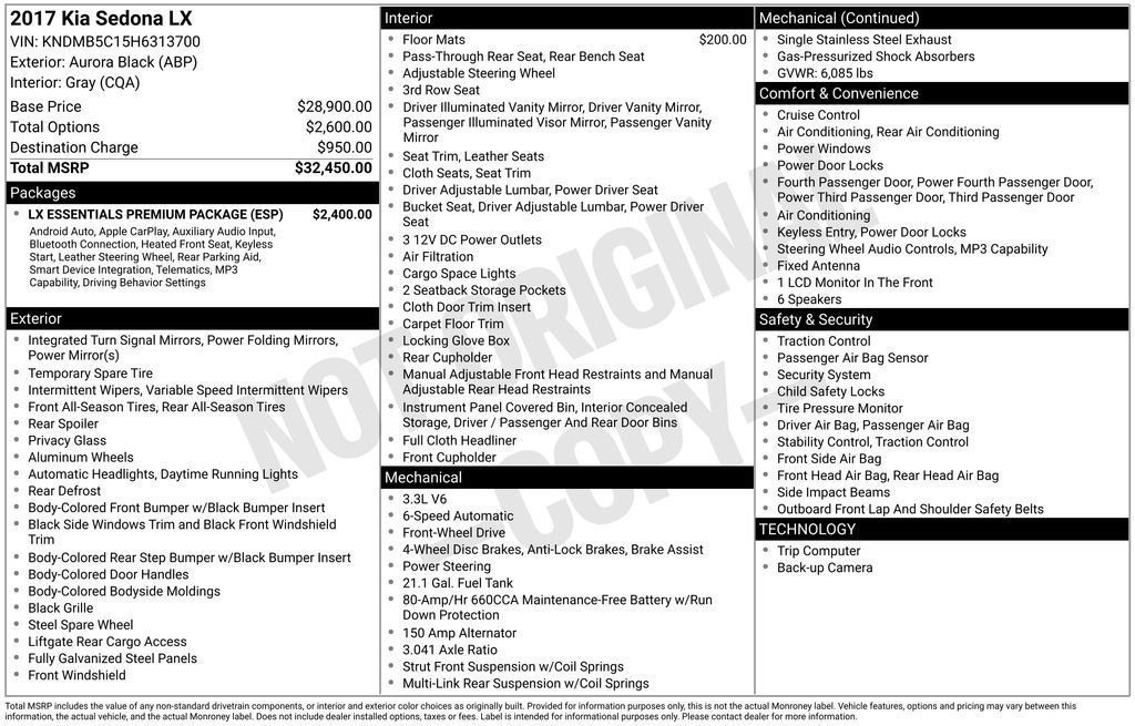 Used 2017 Kia Sedona LX w/ LX Essentials Premium Package image 7