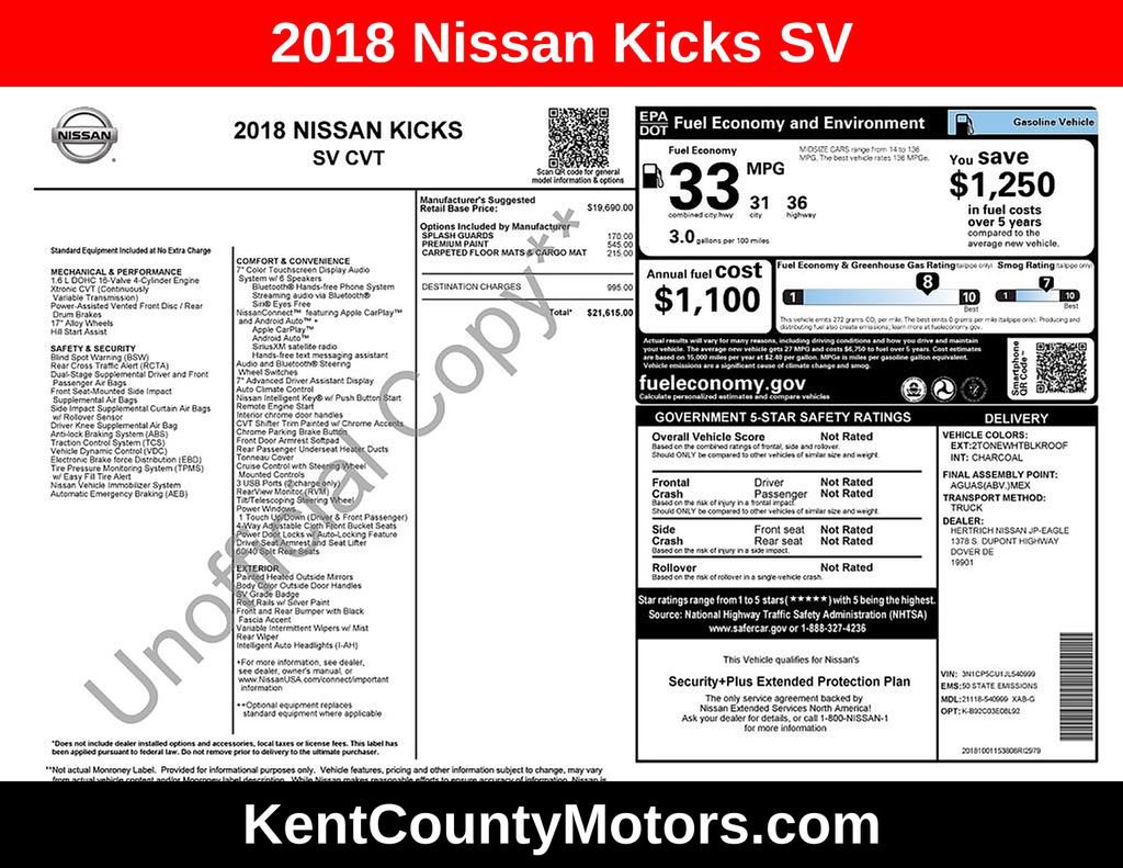 Used 2018 Nissan Kicks SV