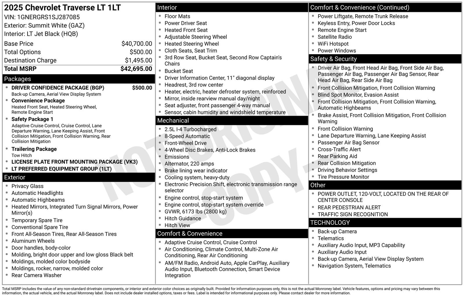 Used 2025 Chevrolet Traverse LT w/ Driver Confidence Package image 35