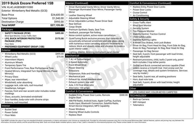 Certified 2019 Buick Encore Preferred w/ Safety Package image 7