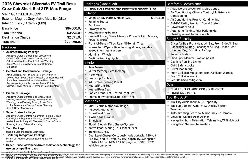 Used 2026 Chevrolet Silverado EV Trail Boss AWD/4WD image 3