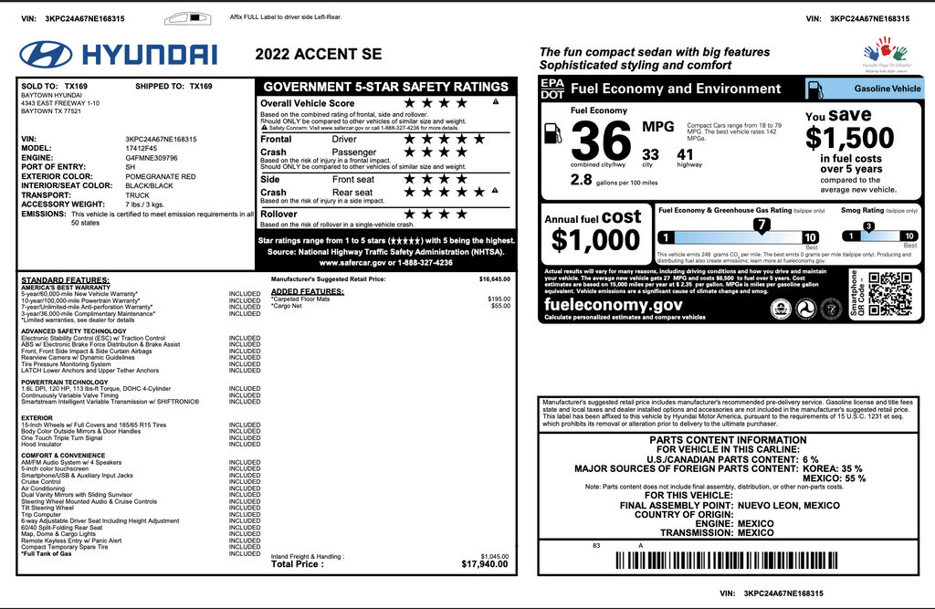 Certified 2022 Hyundai Accent SE FWD image 3