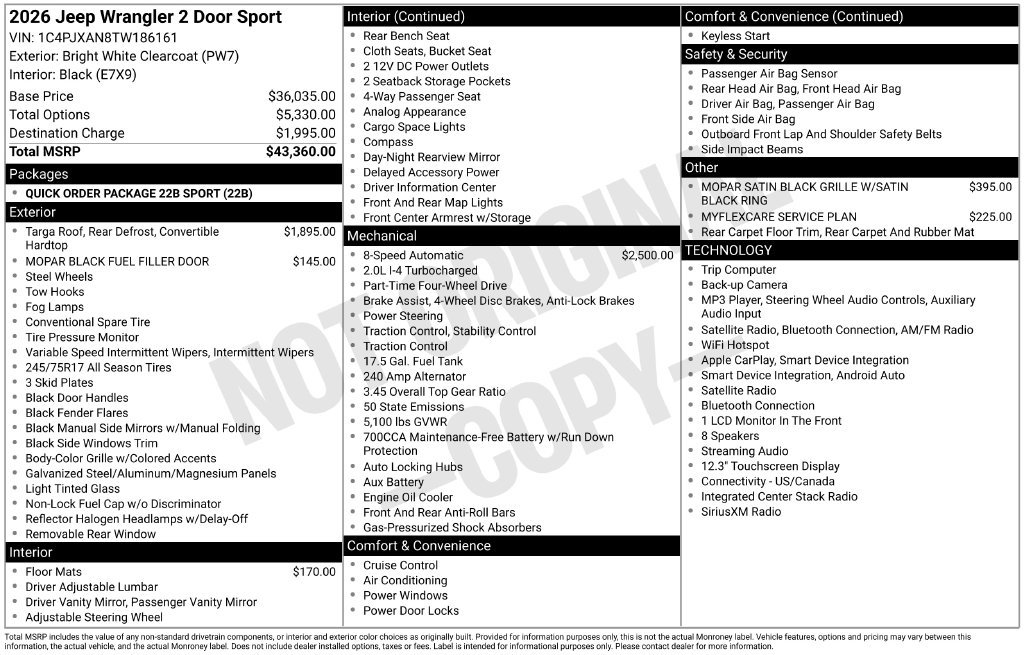 New 2026 Jeep Wrangler Sport AWD/4WD image 5