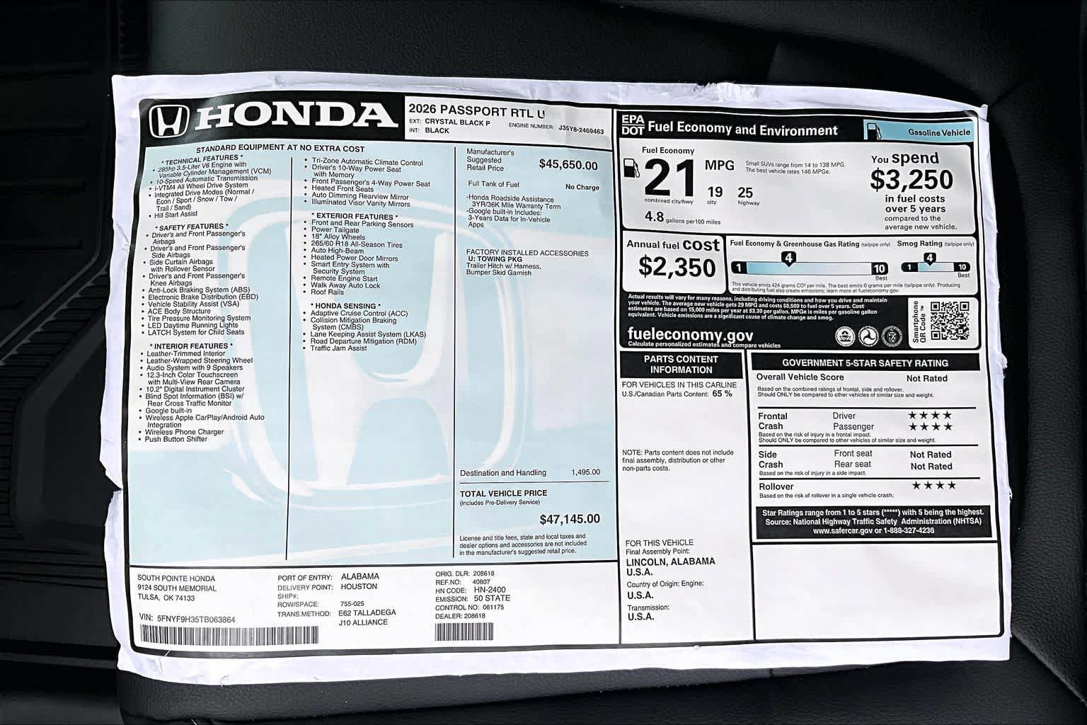 New 2026 Honda Passport RTL image 22