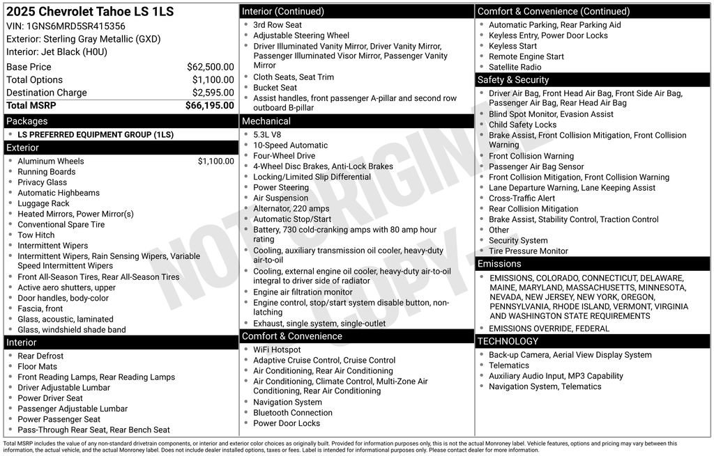 New 2025 Chevrolet Tahoe LS image 29