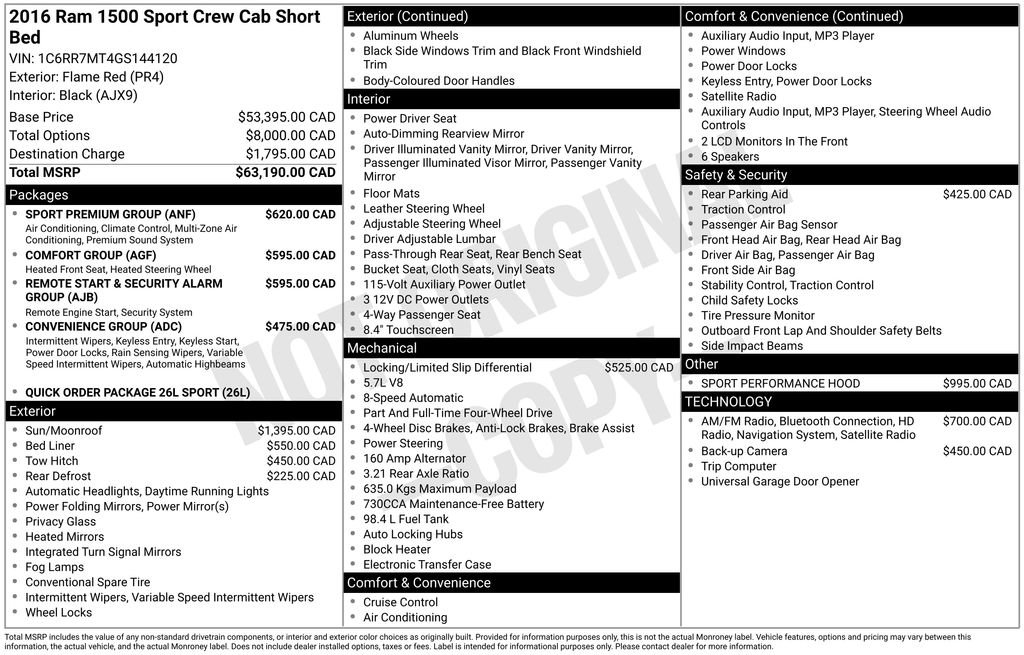 Used 2016 RAM 1500 Sport w/ Sport Premium Group AWD/4WD image 3