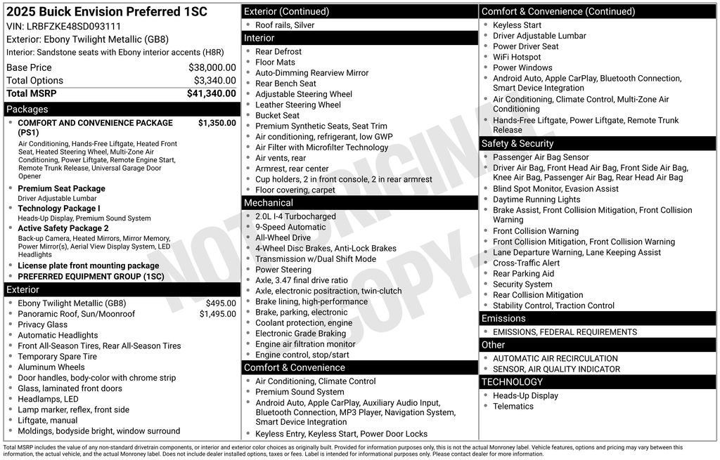 New 2025 Buick Envision Preferred image 44