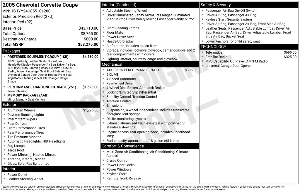 Used 2005 Chevrolet Corvette Coupe w/ Preferred Equipment Group RWD image 47
