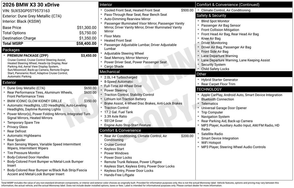 New 2026 BMW X3 xDrive30i w/ Premium Package AWD/4WD image 4