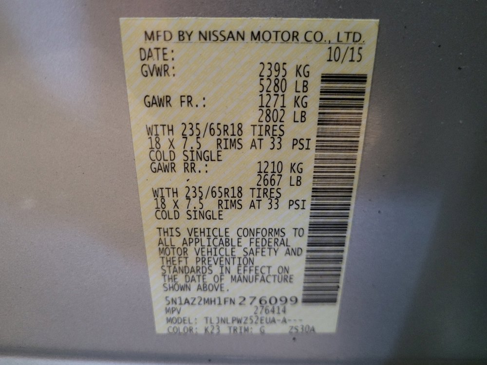 Used 2015 Nissan Murano S w/ Navigation Package AWD/4WD image 33