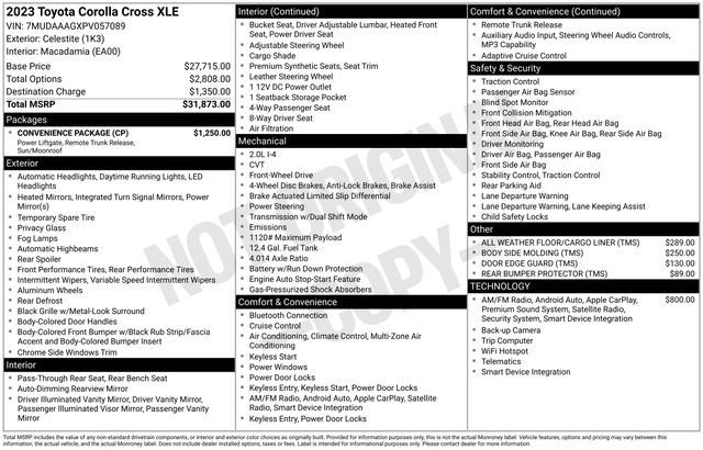 Used 2023 Toyota Corolla Cross XLE w/ Convenience Package image 10