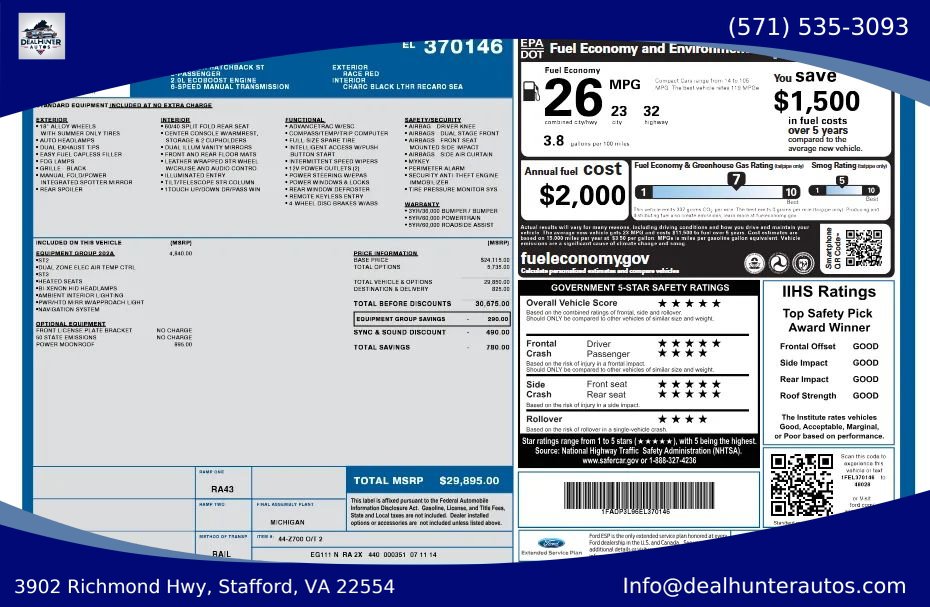 Used 2014 Ford Focus ST w/ Equipment Group 202A FWD image 2