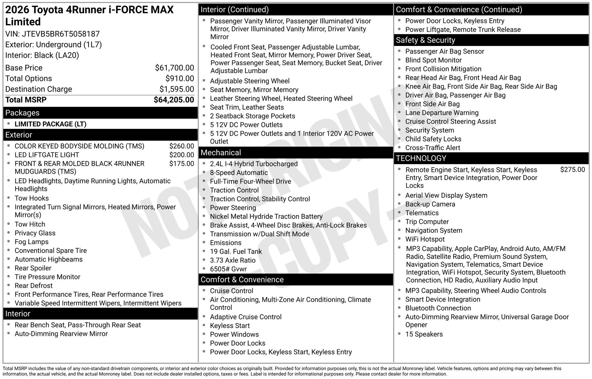 New 2026 Toyota 4Runner Limited AWD/4WD image 1