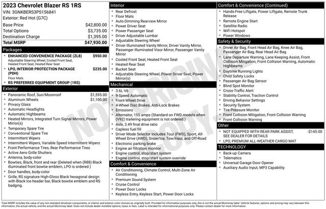 Certified 2023 Chevrolet Blazer RS w/ Enhanced Convenience Package FWD image 40