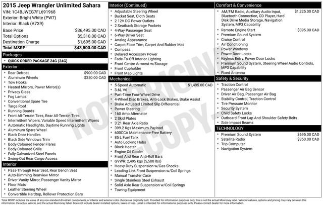 Used 2015 Jeep Wrangler Unlimited Sahara image 45