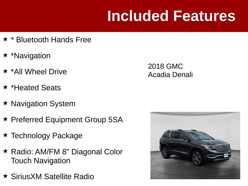 Used 2018 GMC Acadia Denali w/ Technology Package AWD/4WD image 3